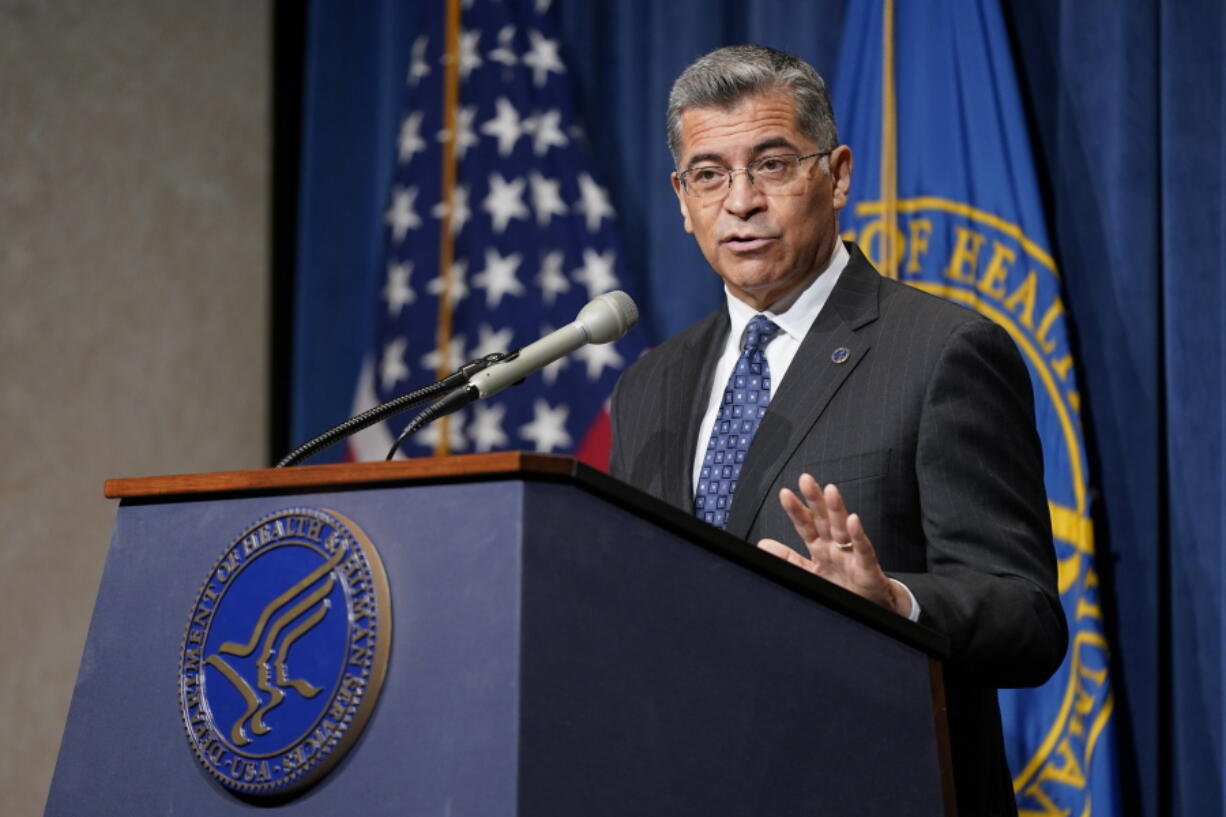 Health and Human Services Secretary Xavier Becerra speaks about actions the Biden administration plans to take in response to the Supreme Court's decision to overturn Roe v. Wade, Tuesday, June 28, 2022, in Washington.