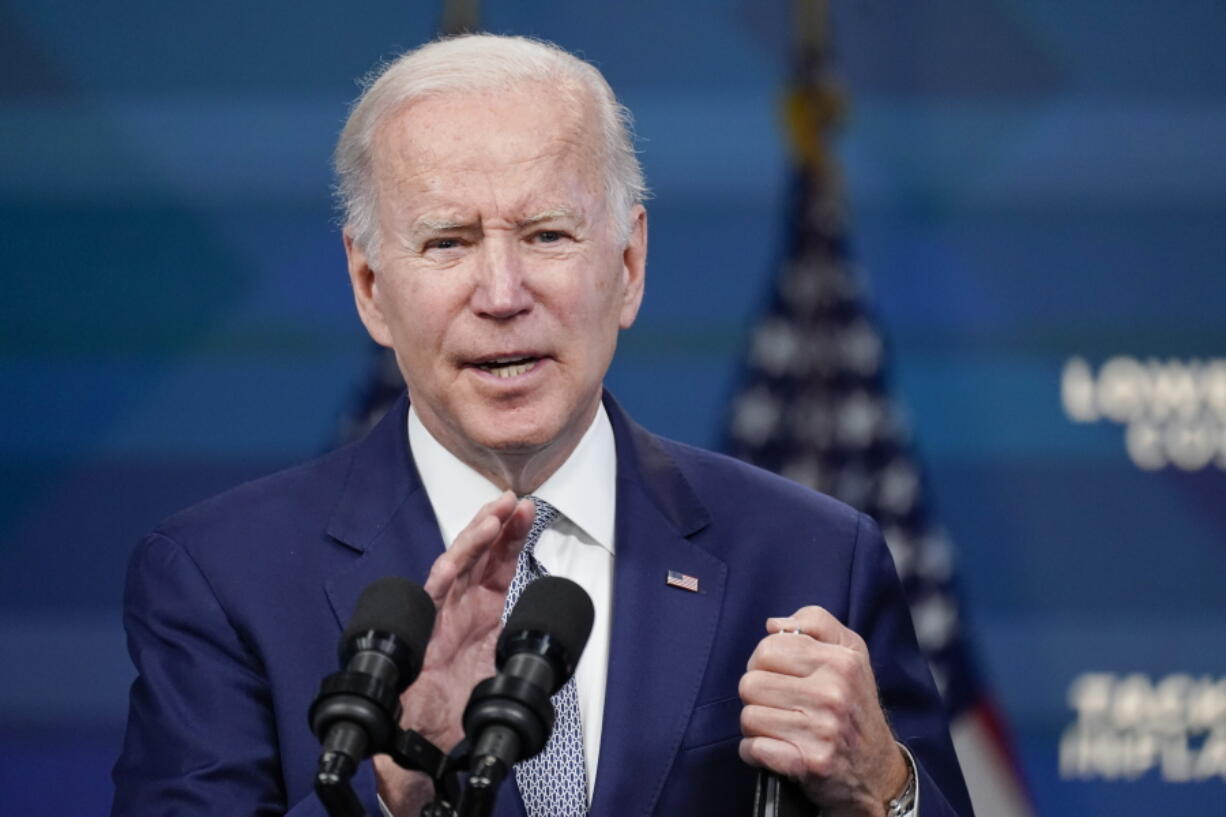 President Joe Biden speaks in the South Court Auditorium on the White House complex in Washington, on May 10, 2022. The Biden administration is taking first steps to release $45 billion to ensure that every American has access to high-speed internet by roughly 2028, inviting governors and other leaders on Friday to start the application process.