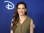 Hilary Swank attends the Disney 2022 Upfront presentation at Basketball City Pier 36 on Tuesday, May 17, 2022, in New York.