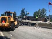 Interstate 84 is closed in Oregon between Troutdale and Hood River due to a crane truck crash.