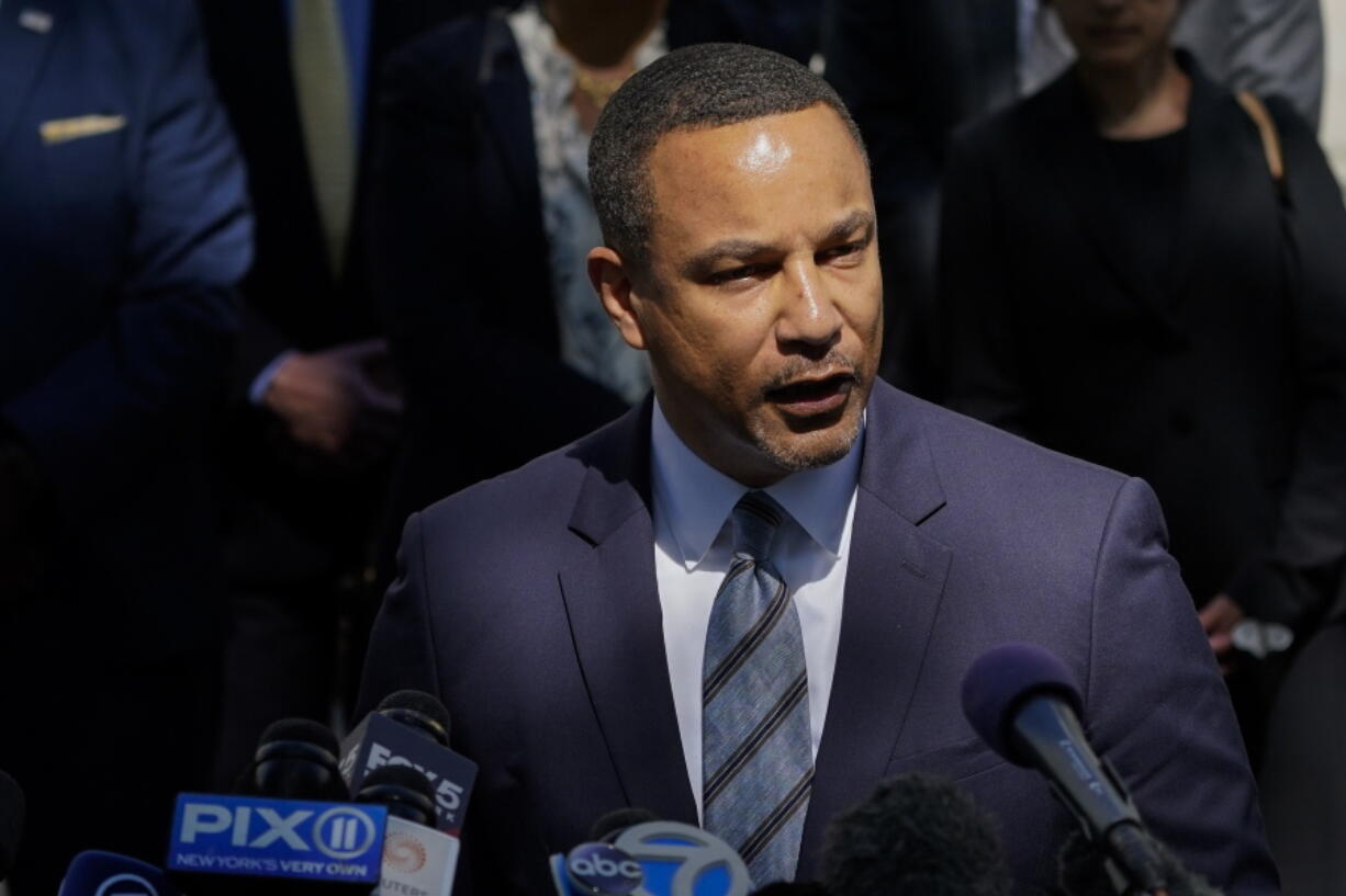 U.S. Attorney Breon Peace speaks to members of the media outside federal court, Wednesday, June 29, 2022, in the Brooklyn borough of New York. Federal law enforcement is investigating the New York Police Department's treatment of sex crime victims after concluding there is "significant justification" to do so and after receiving reports of deficiencies for more than a decade, prosecutors said Thursday.