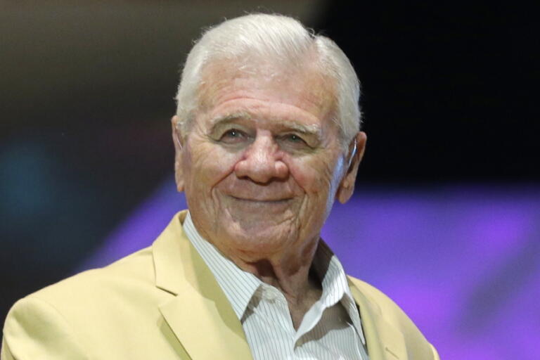 Hugh McElhenny is introduced before the inaugural Pro Football Hall of Fame Fan Fest on May 2, 2014. The Pro Football Hall of Famer, an elusive running back from the 1950s out of the University of Washington has died at age 93. The Pro Football Hall of Fame said in a news release that McEhlenny died of natural causes on June 17 at his home in Nevada, and that son-in-law Chris Permann confirmed the death.