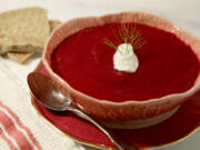 Beet-Fennel-Ginger Soup on Wednesday May 25, 2022. (Hillary Levin/St. Louis Post Dispatch/TNS) (Hillary Levin/St.