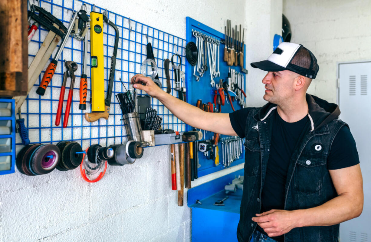 A properly organized garage will have space for commonly used tools.