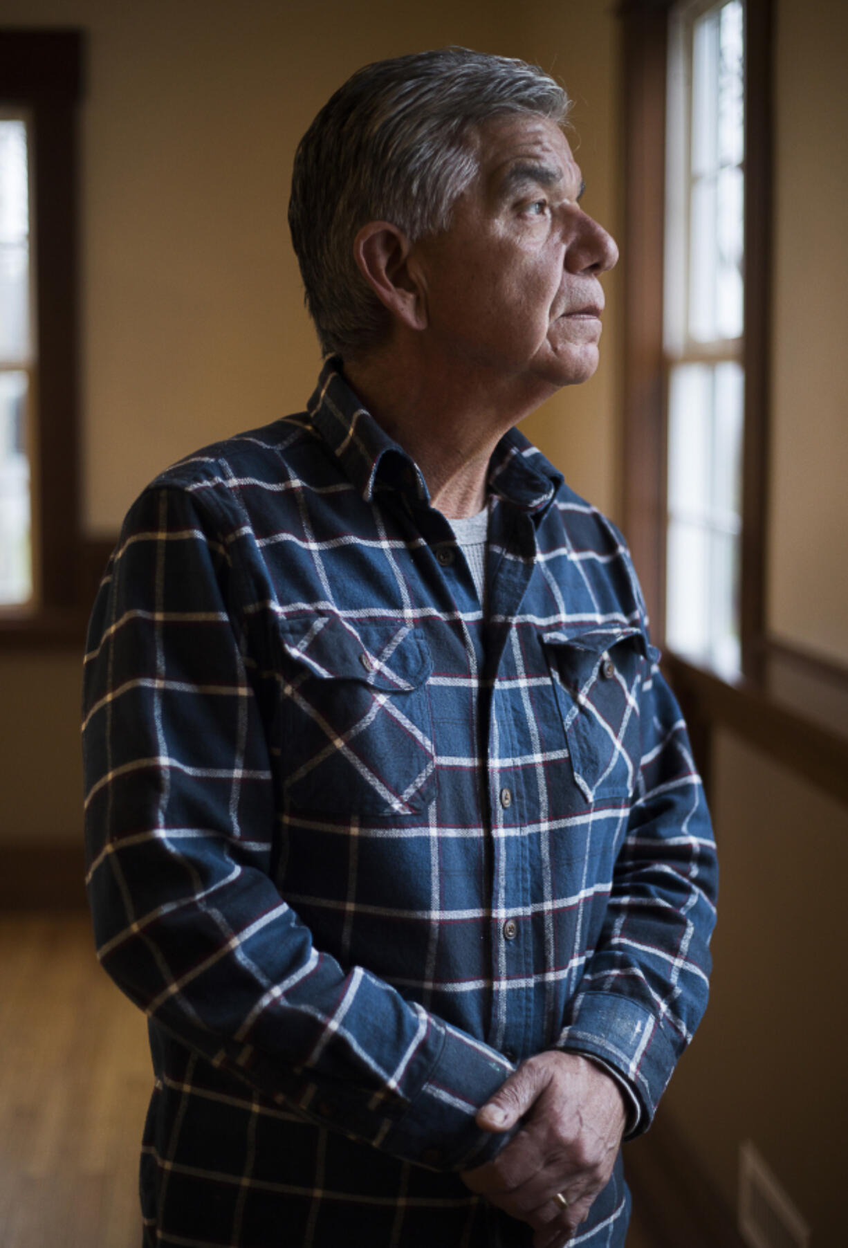 Tulalip elder Les Parks has amassed a history of the Tulalip Mission School and its successor, the federal Tulalip Indian School, while researching his family. His ancestors, beginning with his great-great-grandfather, attended the schools. Parks photographed on Tuesday, Dec. 7, 2022 in Tulalip, Washington.