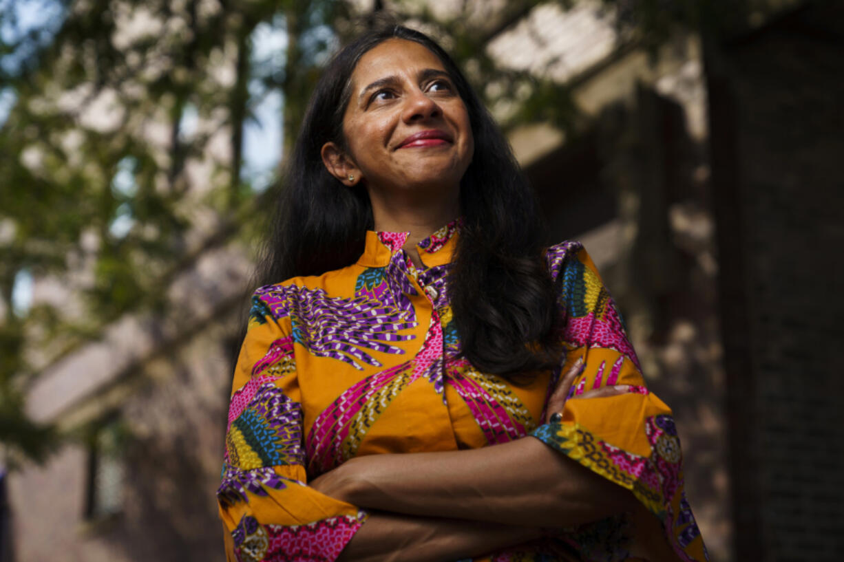 Author Samira Ahmed before a book signing at Women & Children First bookstore on Sept. 19, 2021, in Chicago. (Armando L.