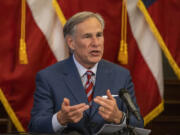 Texas Governor Greg Abbott at a press conference at the Texas State Capitol on  May 18, 2020 in Austin, Texas. (Lynda M.