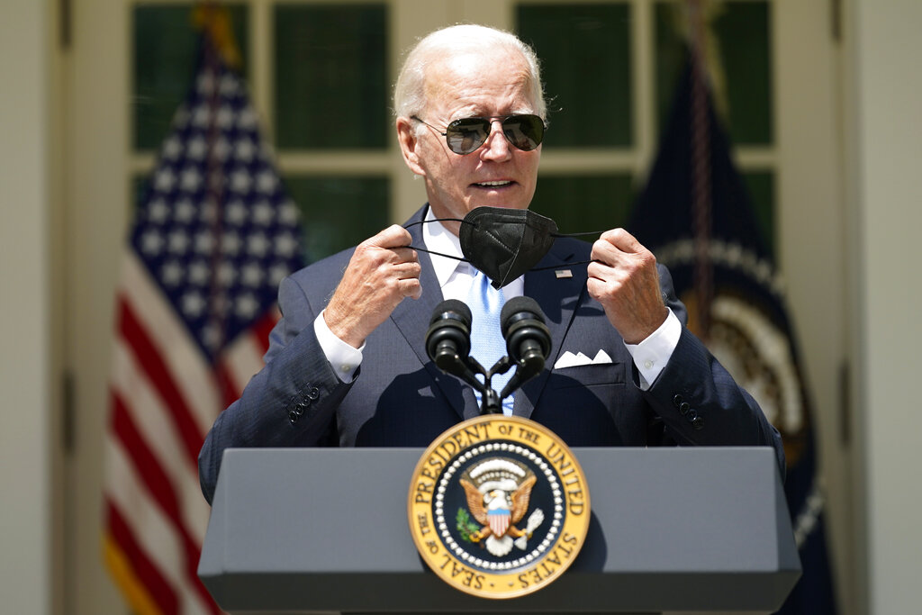 President Joe Biden arrives to speak in the Rose Garden of the White House in Washington, Wednesday, July 27, 2022.