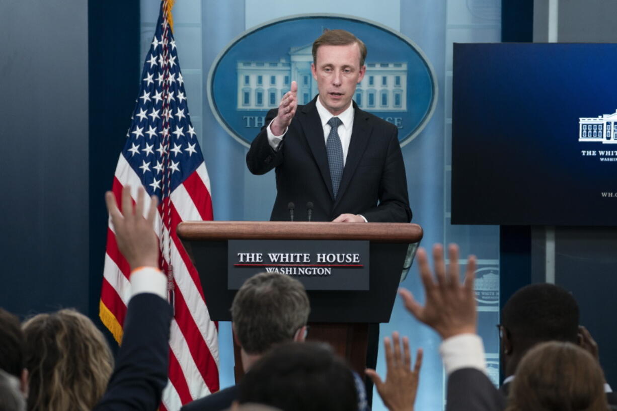 White House national security adviser Jake Sullivan speaks during a press briefing at the White House, Monday, July 11, 2022, in Washington.