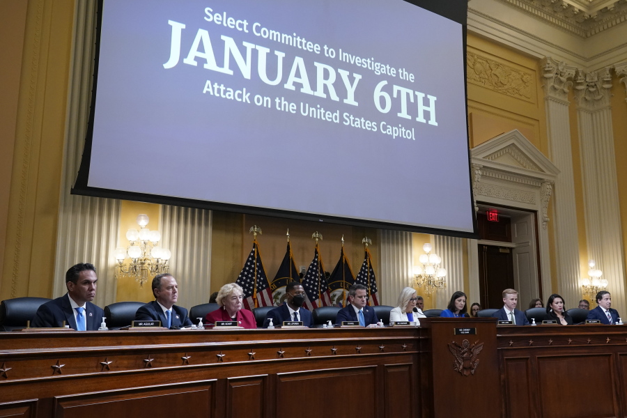 FILE - The House select committee investigating the Jan. 6 attack on the U.S. Capitol holds a hearing at the Capitol in Washington, July 21, 2022. The committee has announced more hearings in September, and investigations persist in multiple jurisdictions and venues. (AP Photo/J.