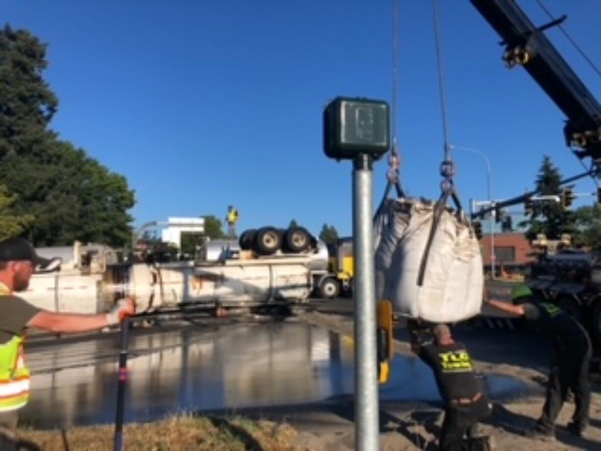 The Vancouver Fire Department was dispatched to the northbound on ramp to I-5 for a rollover accident involving a tanker truck.