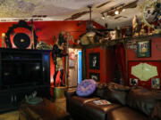 Bruce Michaud's "Mummy" and "Indiana Jones" themed living room on Aug. 4, 2022, in Tampa, Florida.