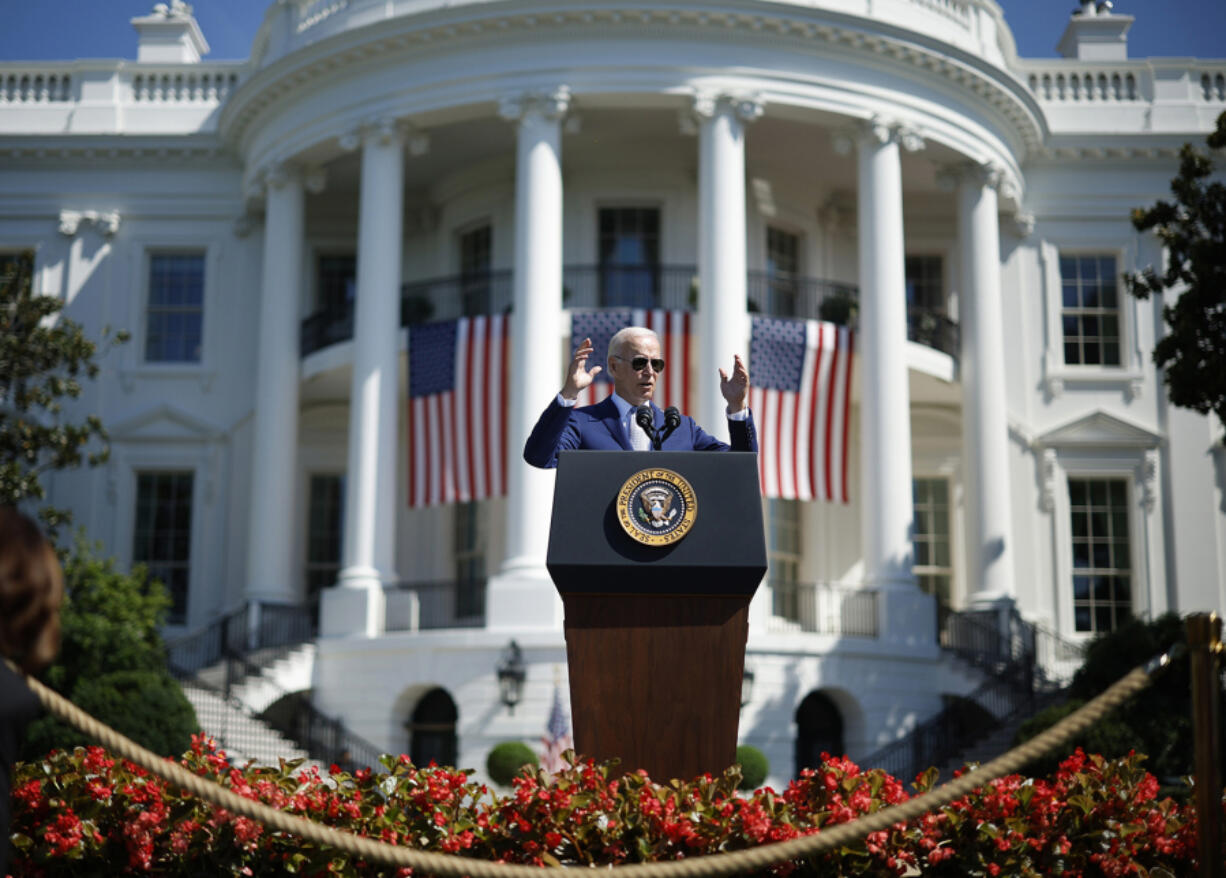 U.S. President Joe Biden speaks before signing the CHIPS and Science Act of 2022 during a ceremony on the South Lawn of the White House on Aug. 9, 2022, in Washington, DC. The centerpiece of the legislation is $52 billion in funding aimed at boosting U.S semiconductor chip manufacturing and continued scientific research in the field to better compete with Chinas increasing dominance in the sector.