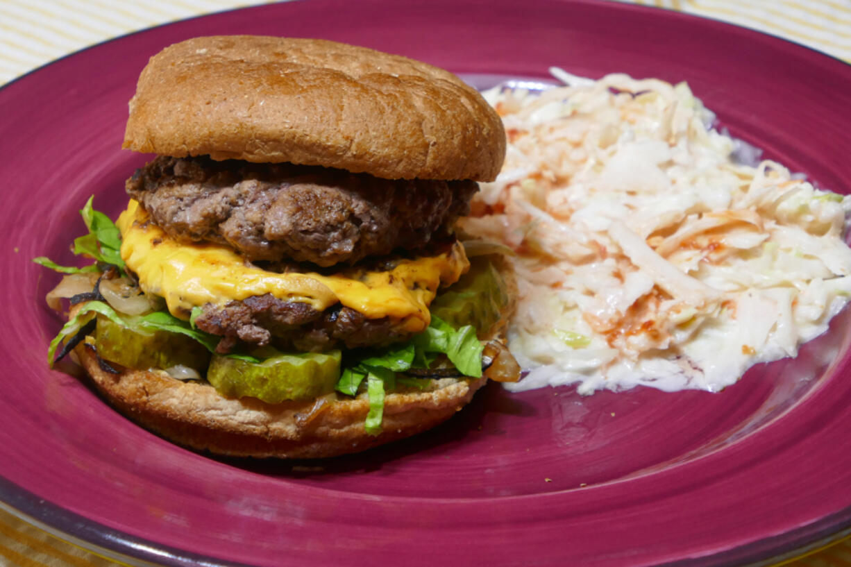 Smash Burger and Coleslaw with Salsa.