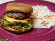 Smash Burger and Coleslaw with Salsa.