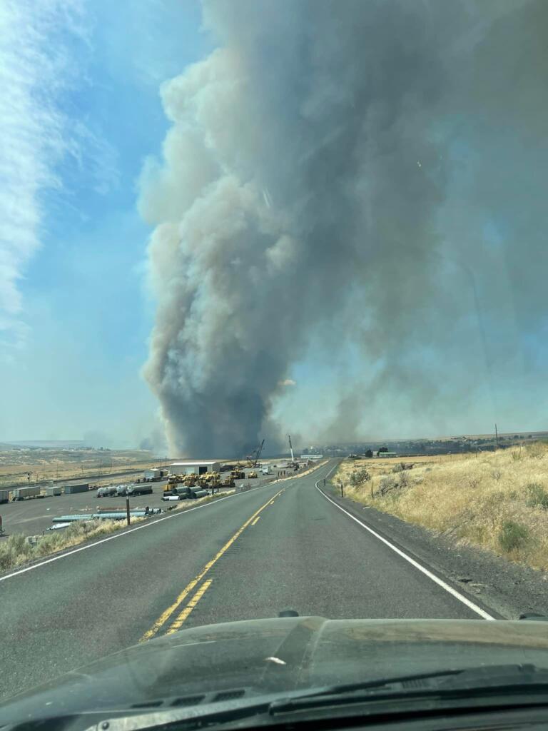 The Adams County Sheriff's Office is evacuating the town of Lind due to a wildfire in the area.