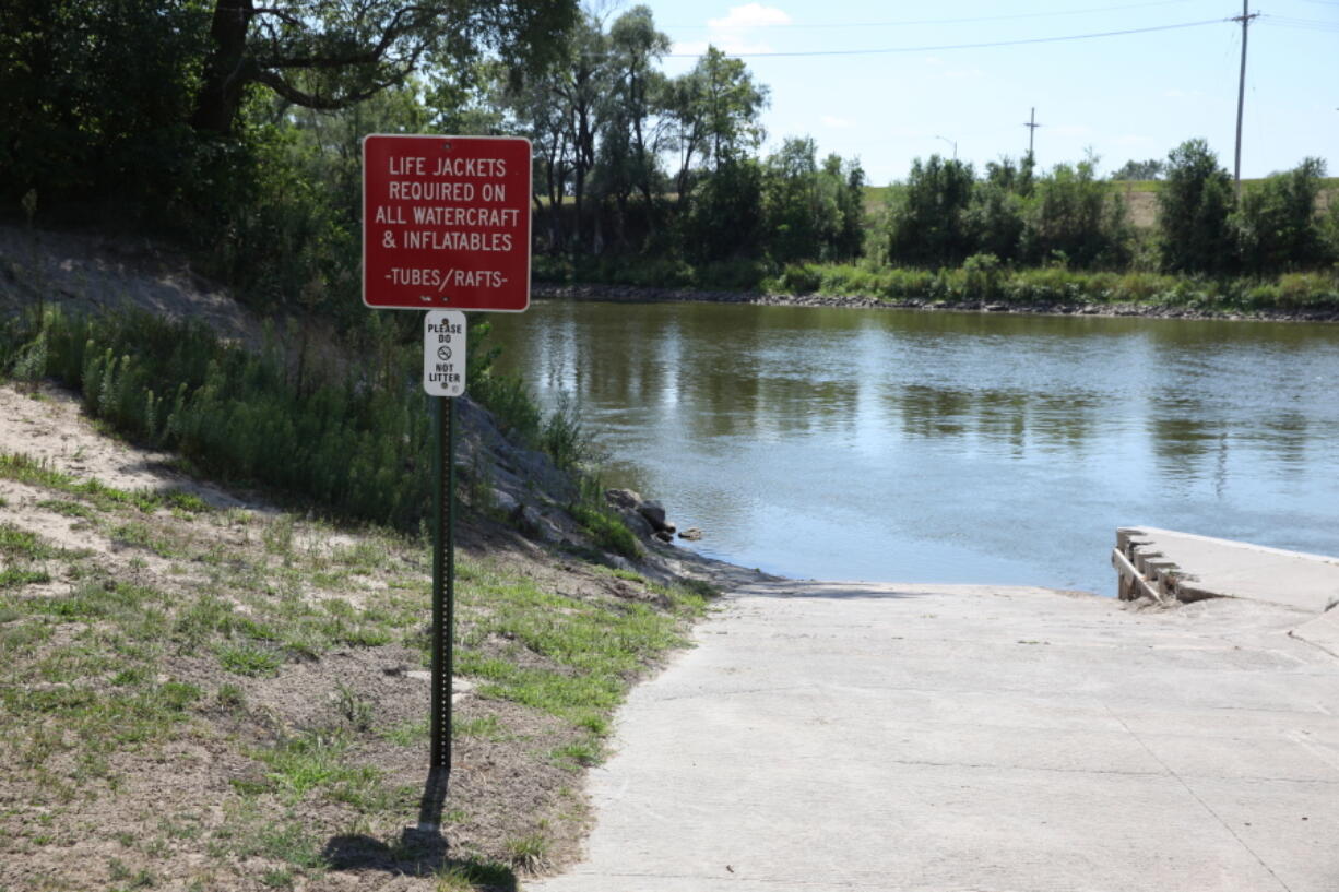 The Elkhorn River, just west of Omaha, Neb., is pictured on Thursday, Aug. 18, 2022.