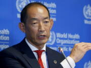 FILE - World Health Organization Regional Director for Western Pacific Takeshi Kasai addresses the media at the start of the five-day annual session Monday, Oct. 7, 2019, in Manila, Philippines. Kasai has been indefinitely removed from his post, according to internal correspondence Friday, Aug. 26, 2022, obtained by the Associated Press.