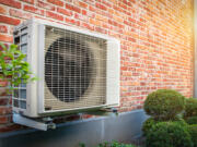 A heat pump is installed in a home.