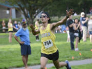 Columbia River's Neftali Menendez races to victory in a three-team cross country meet Wednesday at Vancouver Lake Park. His winning time over the 5,000-meter course was 16 minutes, 35.74 seconds.