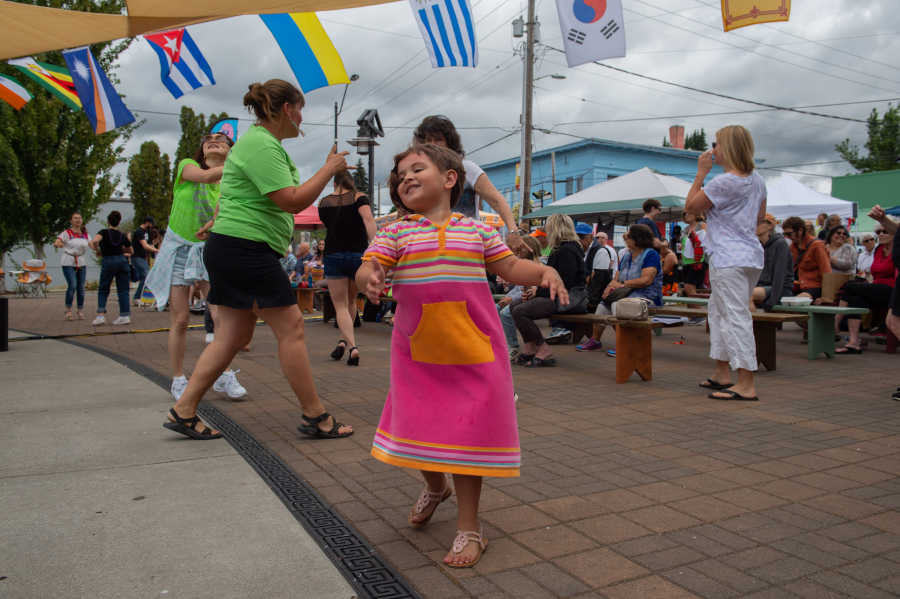 Tova D., 4, of Ridgefield dances to the music of Melao de Cuba at the Ridgefield Multicultural Festival in 2022.