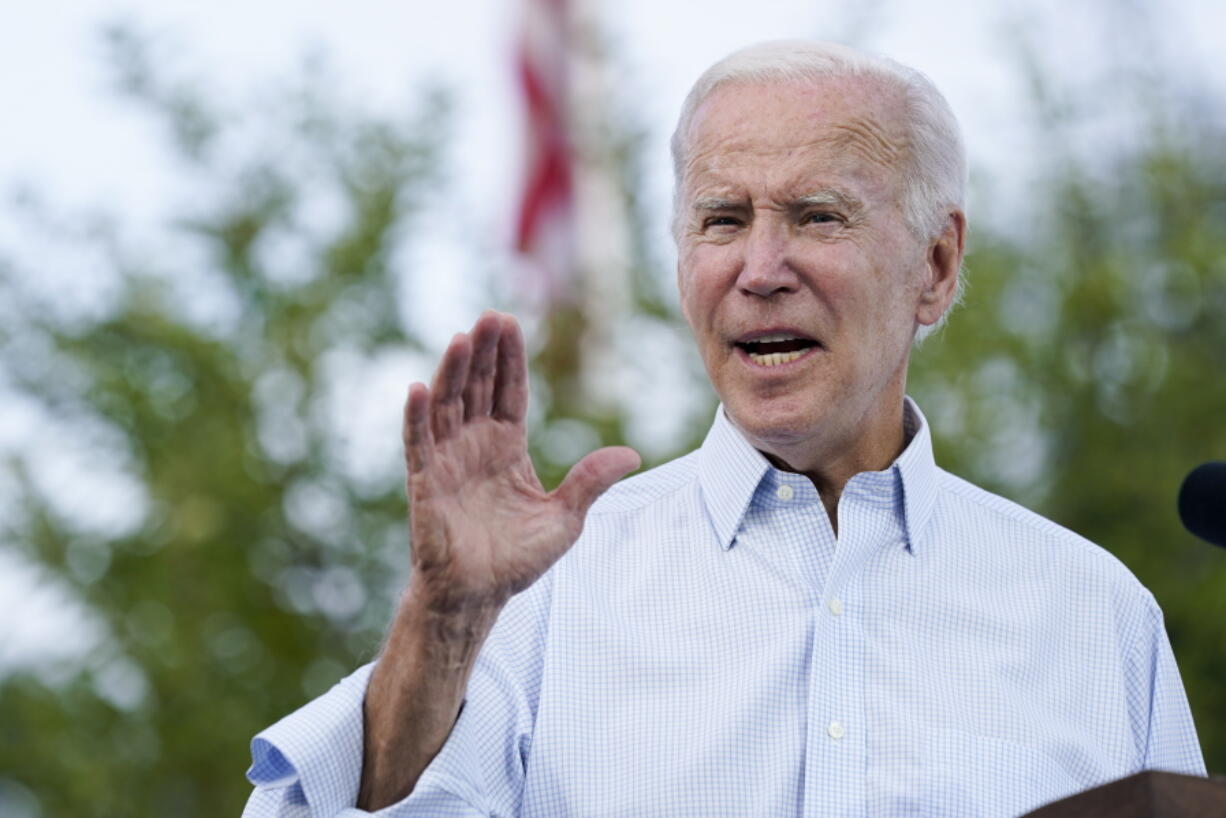 President Joe Biden speaks at a United Steelworkers of America Local Union 2227 event in West Mifflin, Pa., Monday, Sept. 5, 2022, to honor workers on Labor Day.