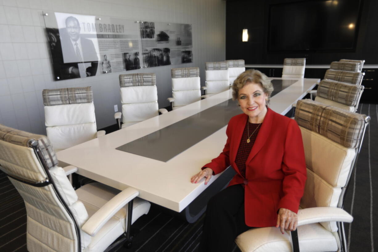 FILE - Betsy Berkhemer-Credaire, CEO of 50/50 Women on Boards, in the Tom Bradley Conference Room at City Club LA in downtown Los Angeles, Sept. 3, 2021. U.S. companies have been slow to add women to their boards of director this year as the pandemic and a difficult economy shift priorities, according to an annual report by the advocacy organization 50/50 Women on Boards, which was released Thursday, Sept. 29, 2022.