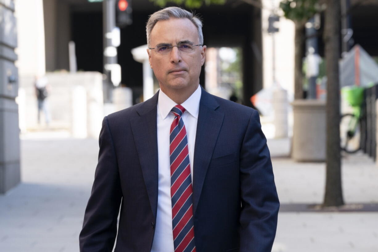 Pat Cipollone, former White House counsel under President Donald Trump, arrives at the federal courthouse in Washington, Friday, Sept. 2, 2022.