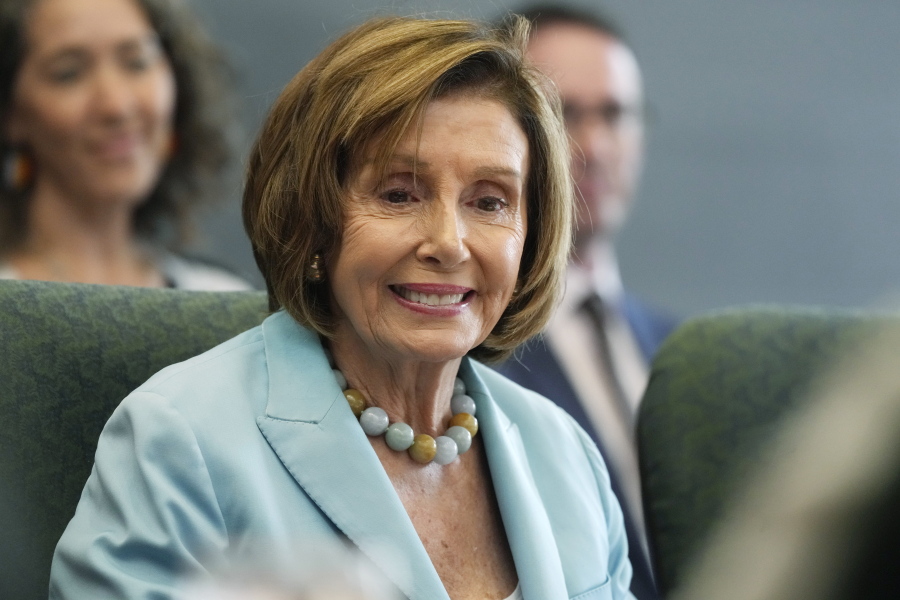 FILE - U.S. Speaker of the House Nancy Pelosi greets scientists gathered for a roundtable discussion at the National Center for Atmospheric Research on Aug. 31, 2022, in Boulder, Colo.  China's Foreign Ministry accused the United States of violating its commitment to the "one-China" principle and interfering in internal Chinese affairs on Thursday, Sept. 15, 2022, after the U.S.