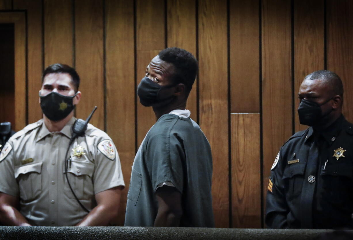 FILE - Cleotha Abston appears in Judge Louis Montesi courtroom for his arraignment on Tuesday, Sept. 6, 2022 in Memphis, Tenn.   The judge revoked bond Wednesday for Abston, charged with killing a Memphis woman who was abducted during a pre-dawn run near a university campus.