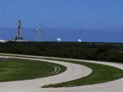 The NASA moon rocket stands on Pad 39B before the Artemis 1 mission to orbit the moon at the Kennedy Space Center, Thursday, Sept. 1, 2022, in Cape Canaveral, Fla.