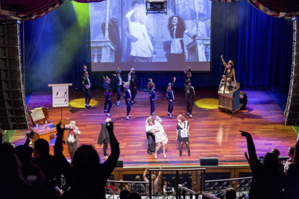 A live performance of "The Rocky Horror Picture Show" in Atlantic City, N.J., on Oct. 26, 2013. A touring, interactive version of "The Rocky Horror Picture Show" is hitting the road to celebrate the cult film's birthday with screenings and live shadow casts.