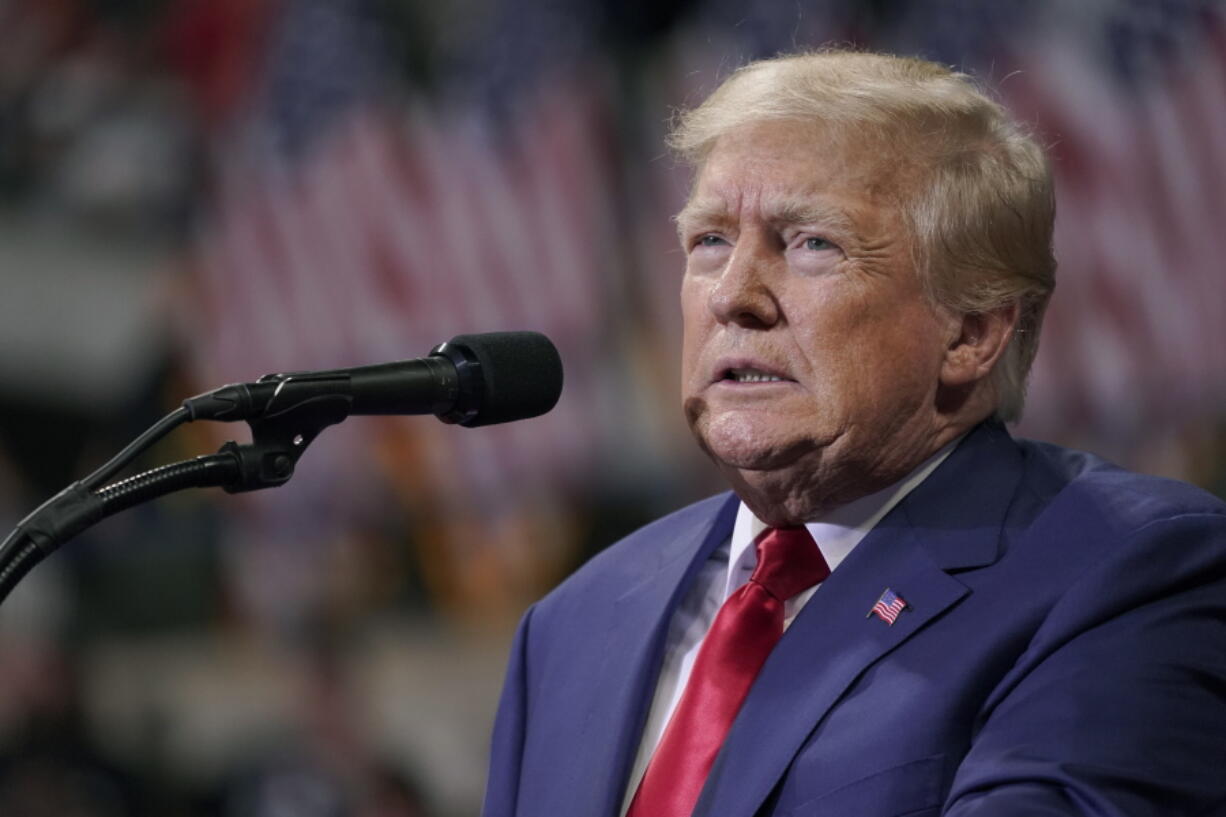 FILE - Former President Donald Trump speaks at a rally in Wilkes-Barre, Pa., Sept. 3, 2022. Trump's latest legal troubles - sweeping fraud allegations by New York's attorney general and an appellate court's stark repudiation by judges he appointed - have laid bare the challenges ahead as the former president operates without the protections afforded by the White House.