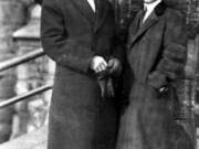 Avard Tennyson Fairbanks (1897-1987) with his father, John B. Fairbanks, in New York City. The Art Students League had just awarded the 13-year-old a scholarship in 1911. In 1929, the up-and-coming artist designed and unveiled the Pioneer Mother Memorial, which some interpret as representing Esther Short.