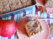 This streusel-topped applesauce cake has a cup of applesauce, plus sour cream and autumn spices.