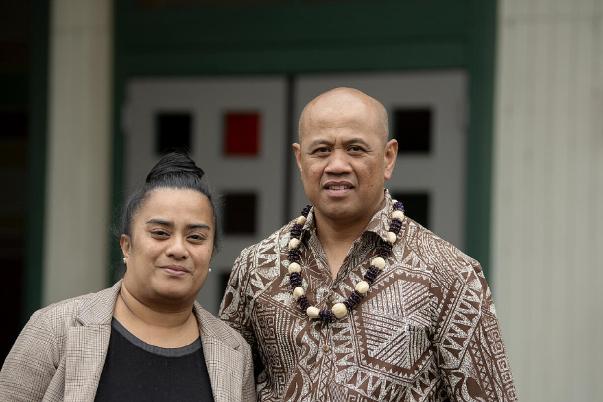 Carol Jack, left, and her husband, Anderson Jack, stand outside Living for Christ Church, which they started together in Vancouver in 2017. Through their church, they help Chuukese immigrants with housing, employment and insurance. This is one of many ways Carol Jack, a community health worker at Share, helps Chuukese residents navigate life in Clark County.