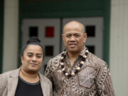 Carol Jack, left, and her husband, Anderson Jack, stand outside Living for Christ Church, which they started together in Vancouver in 2017. Through their church, they help Chuukese immigrants with housing, employment and insurance. This is one of many ways Carol Jack, a community health worker at Share, helps Chuukese residents navigate life in Clark County.