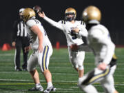 Kelso sophomore Tucker Amrine throws the ball Friday, Oct. 28, 2022, during a game between Kelso and Evergreen at McKenzie Stadium.