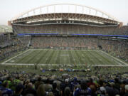Lumen Field filled with fans is seen during a NFL football game between the Seattle Seahawks and the Denver Broncos, Monday, Sept. 12, 2022, in Seattle.