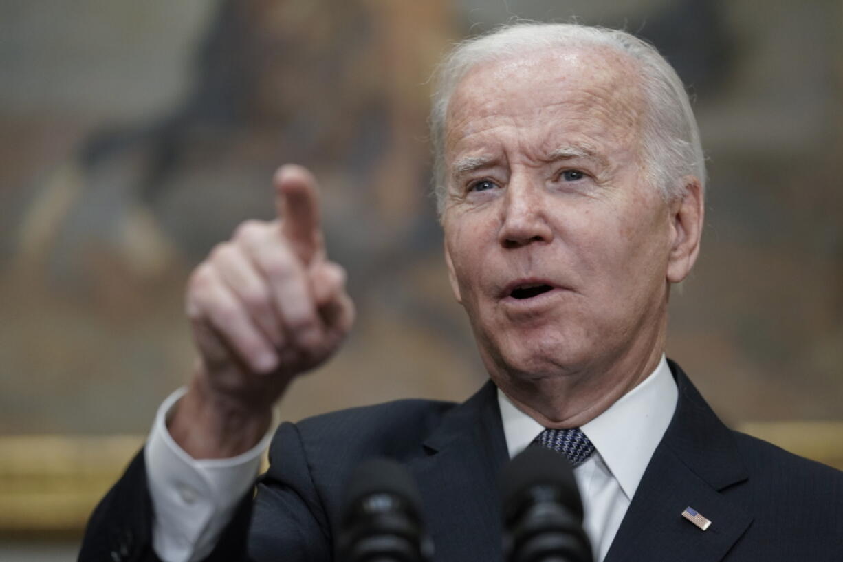 President Joe Biden calls on a reporter for a question after speaking about deficit reduction in the Roosevelt Room at the White House in Washington, Friday, Oct. 21, 2022. (AP Photo/J.