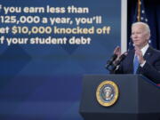 President Joe Biden speaks about the student debt relief portal beta test in the South Court Auditorium on the White House complex in Washington, Monday, Oct. 17, 2022.