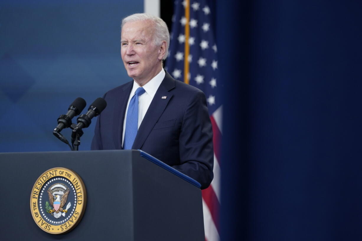 President Joe Biden speaks about the student debt relief portal beta test in the South Court Auditorium on the White House complex in Washington, Monday, Oct. 17, 2022.