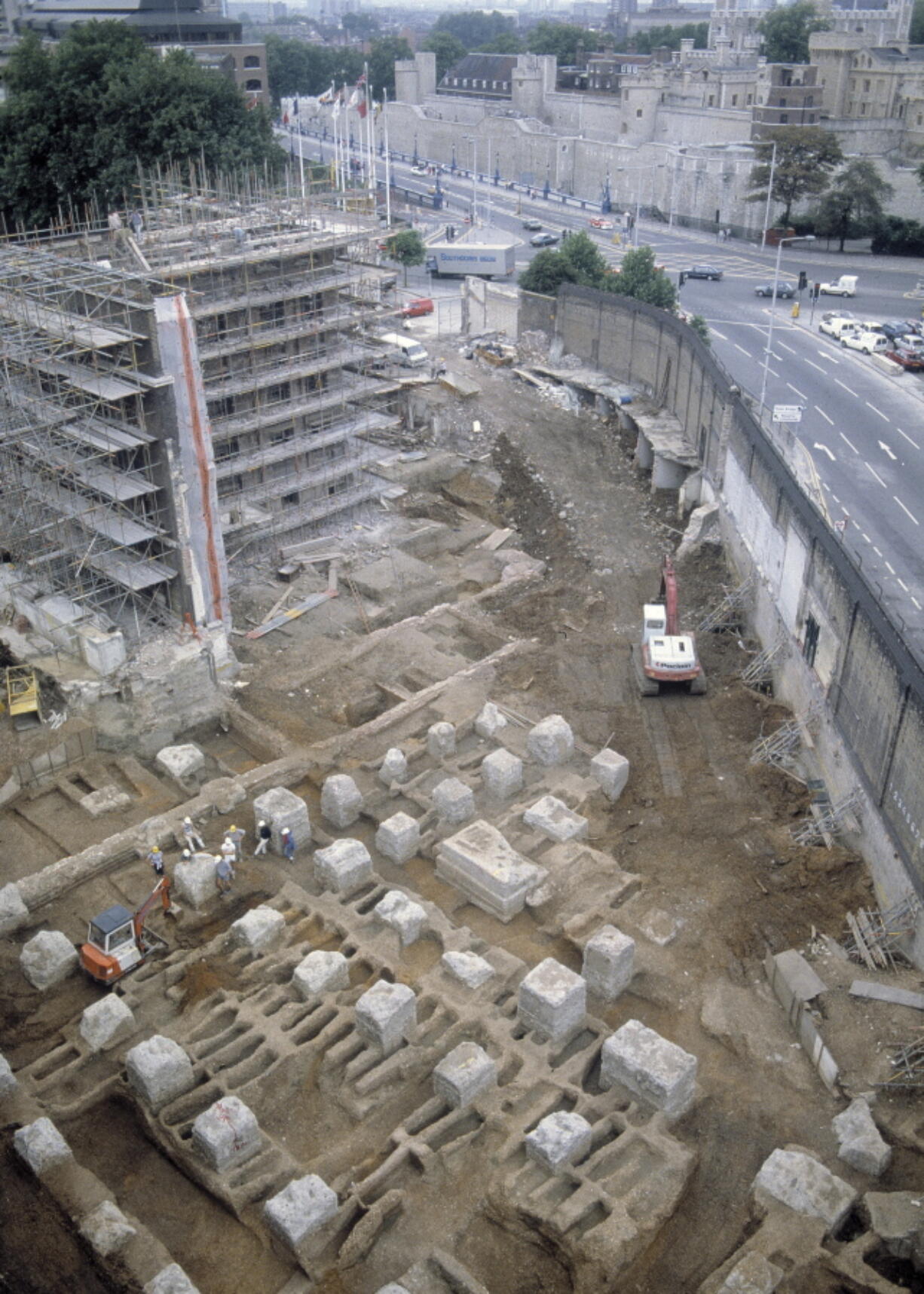 Excavation of the East Smithfield plague pits in London, which were used for mass burials in 1348 and 1349.