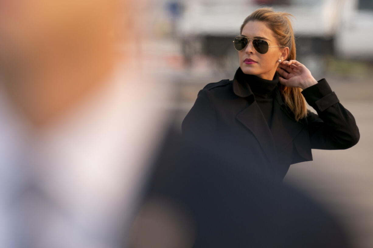 FILE - Counselor to the President Hope Hicks arrives with President Donald Trump at Reno-Tahoe International Airport in Reno, Nev., on Sept. 12, 2020. The House Jan. 6 committee is interviewing Hicks, according to a person familiar with the meeting. The Oct.