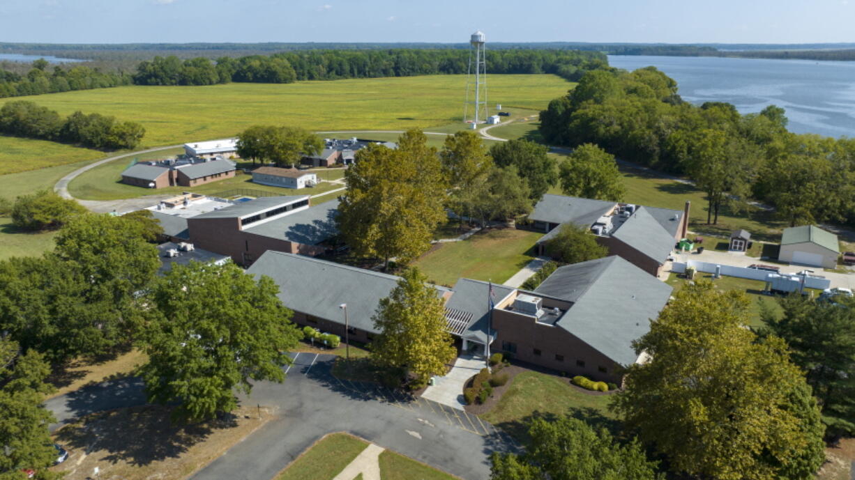 This aerial image taken with a drone shows Cumberland Hospital for Children and Adolescents on Tuesday Sept. 20, 2022, in Richmond, Va. The office of Virginia Attorney General Jason Miyares handed off its jurisdiction in a long-running investigation into allegations of sexual misconduct and other abuses at a hospital.