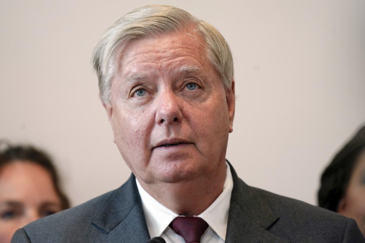 FILE - Sen. Lindsey Graham, R-S.C., speak during a news conference on Capitol Hill, Sept. 13, 2022, in Washington. Supreme Court Justice Clarence Thomas on Monday, Oct. 24, temporarily blocked Graham's testimony to a special grand jury investigating whether then-President Donald Trump and others illegally tried to influence the 2020 election in the state.