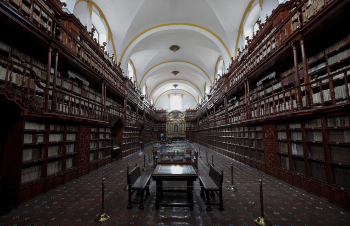 The interior of Palafoxiana library in Puebla, Mexico, Tuesday, Sept. 13, 2022. It is the oldest public library in the Americas, according to UNESCO.