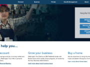 The homepage of Washington Trust Bank, watrust.com.