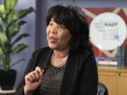 Peggy Carr, Commissioner of the National Center for Education, speaks during an interview with The Associated Press about the National Assessment of Education Process, Friday, Oct. 21, 2022, in Washington.