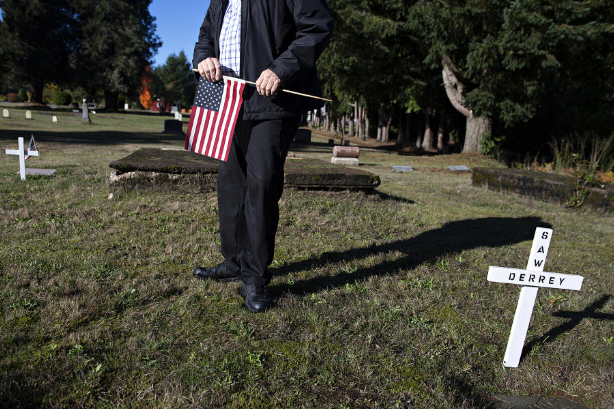 Randy Studer volunteers his time to care for Wilson Bridge Cemetery. He undertakes extensive preparations for Veterans Day and Memorial Day.